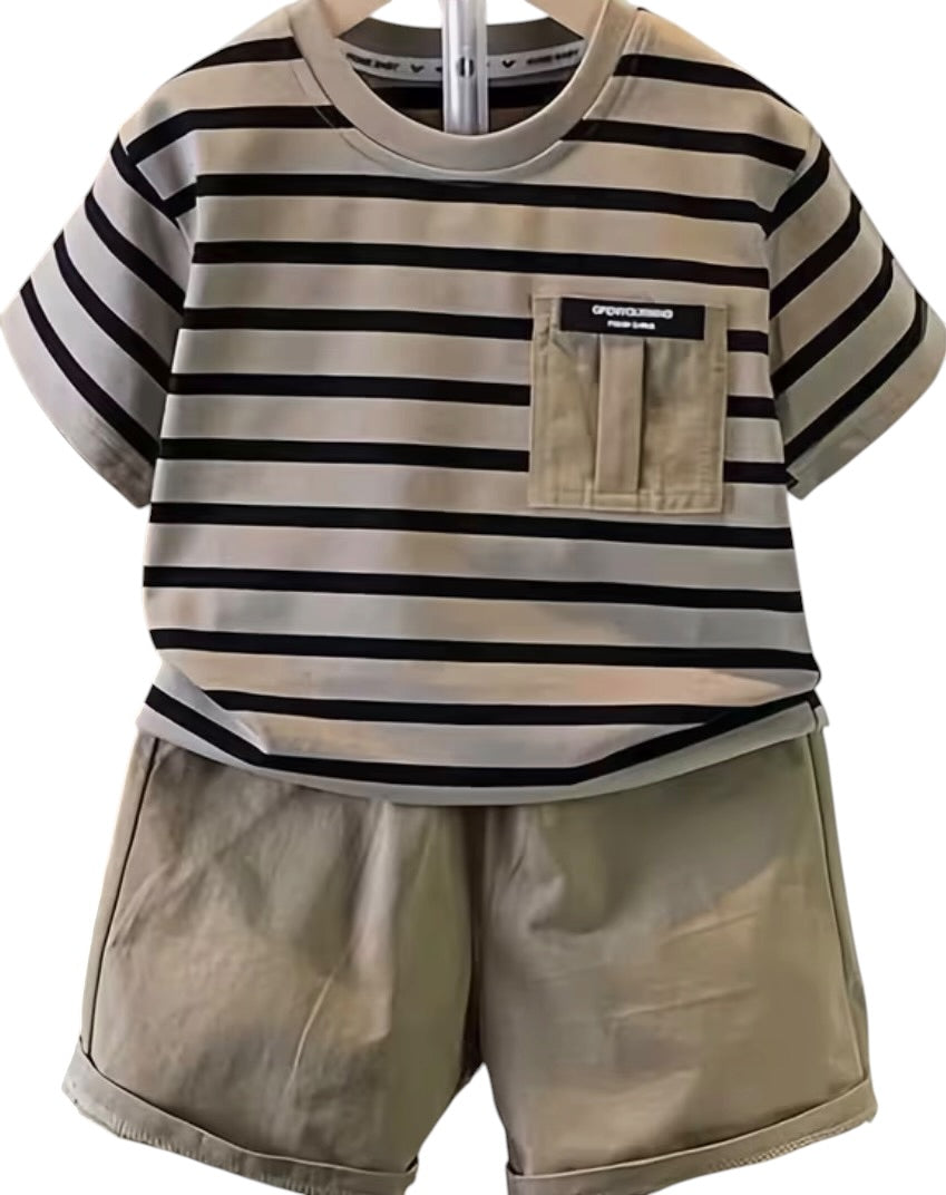 BT S2 Stripe tee w/ pocket/shorts