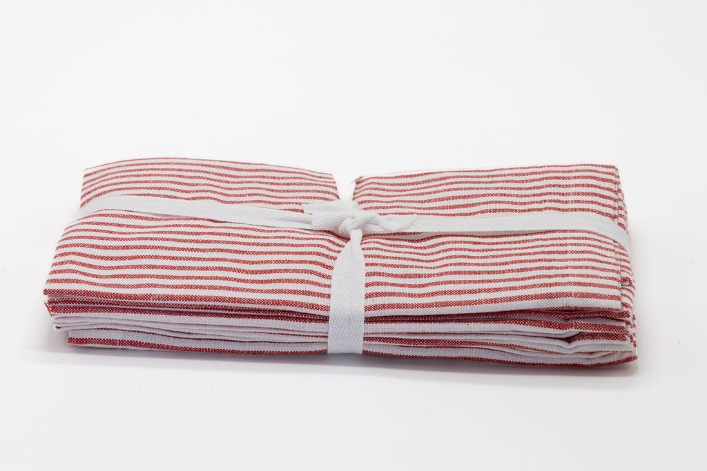 Linen Cotton Blend Napkins - Striped 4's