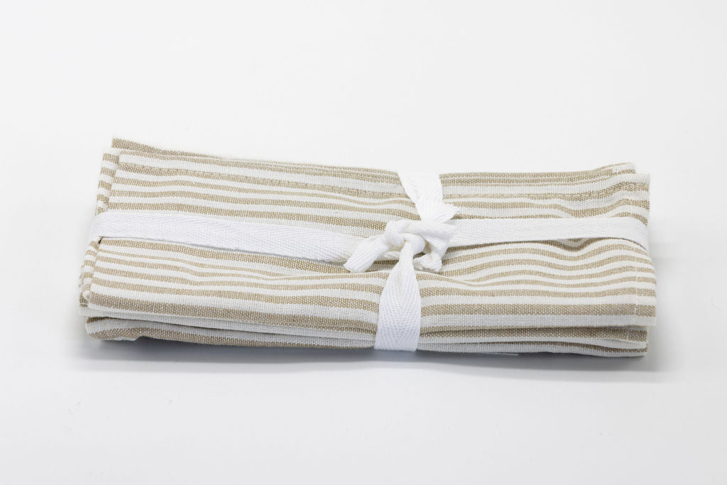 Linen Cotton Blend Napkins - Striped 4's