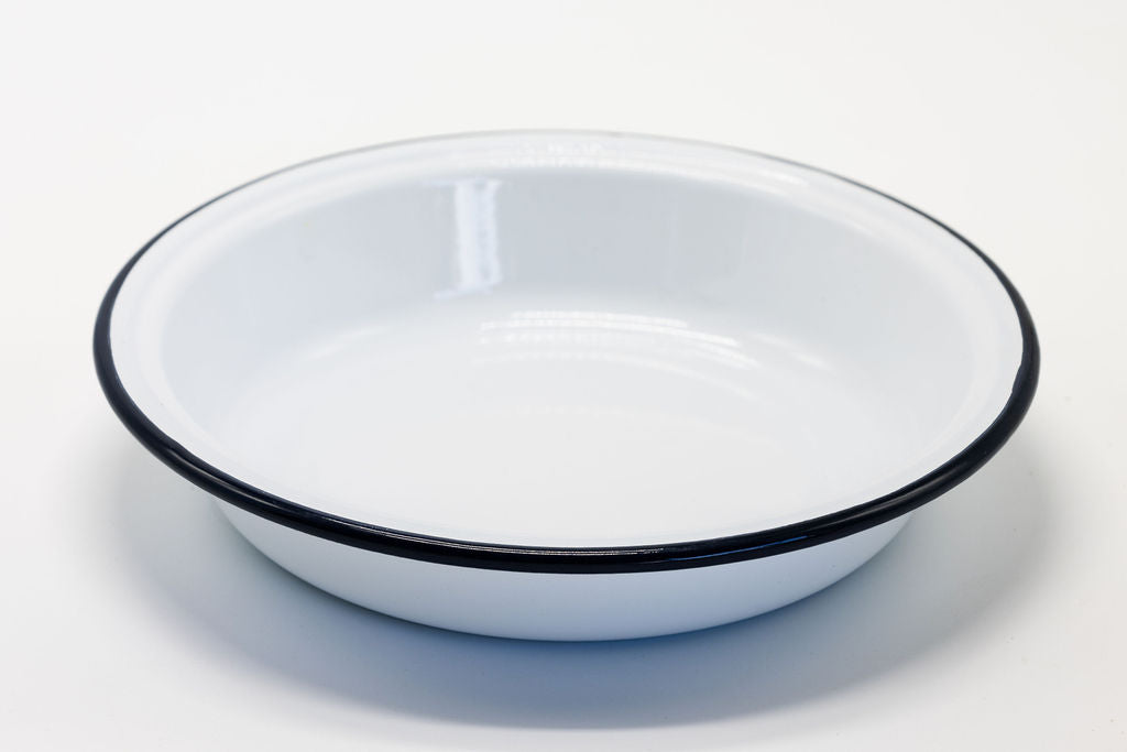 White Enamel Bowl - black rim detail