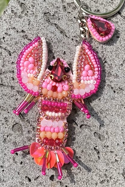 HandbeadedSatin Bali Keyring/Bag Dangle
