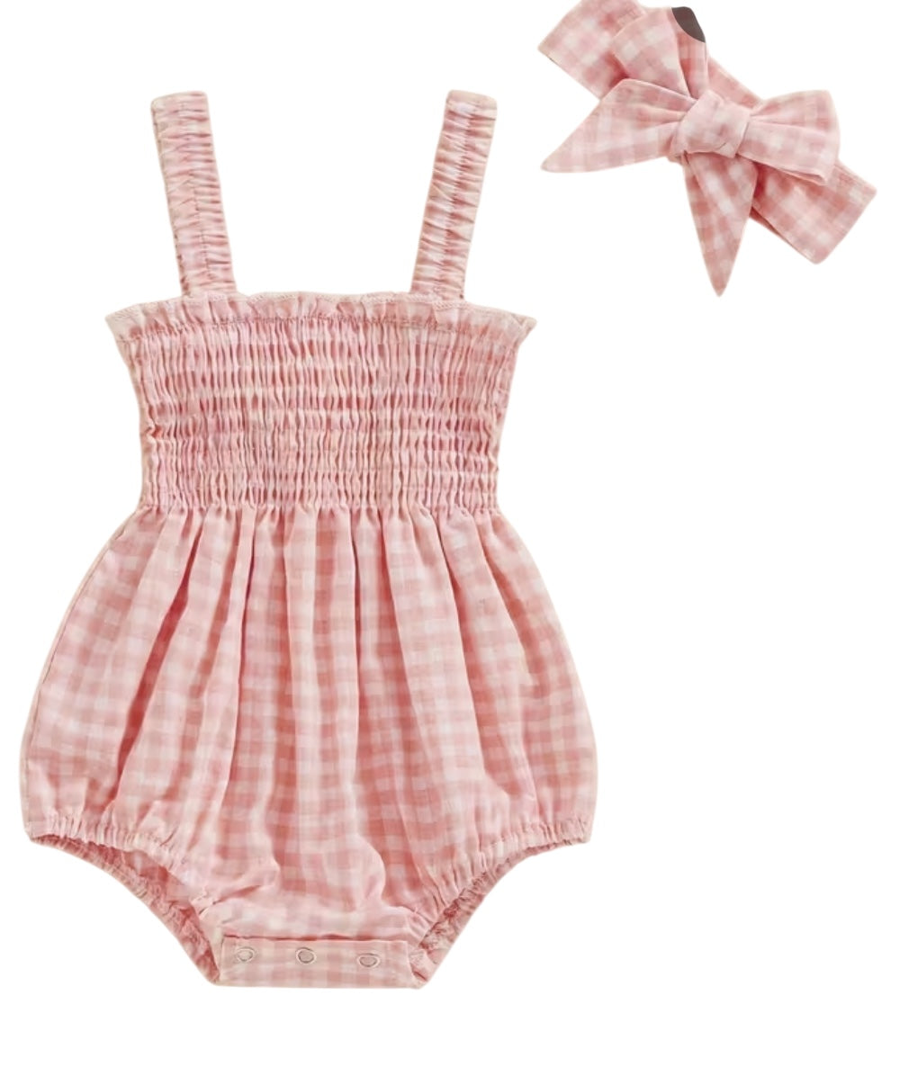BT S2 Smocked checked romper