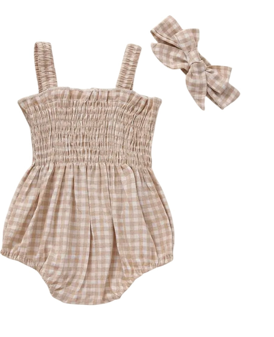 BT S2 Smocked checked romper