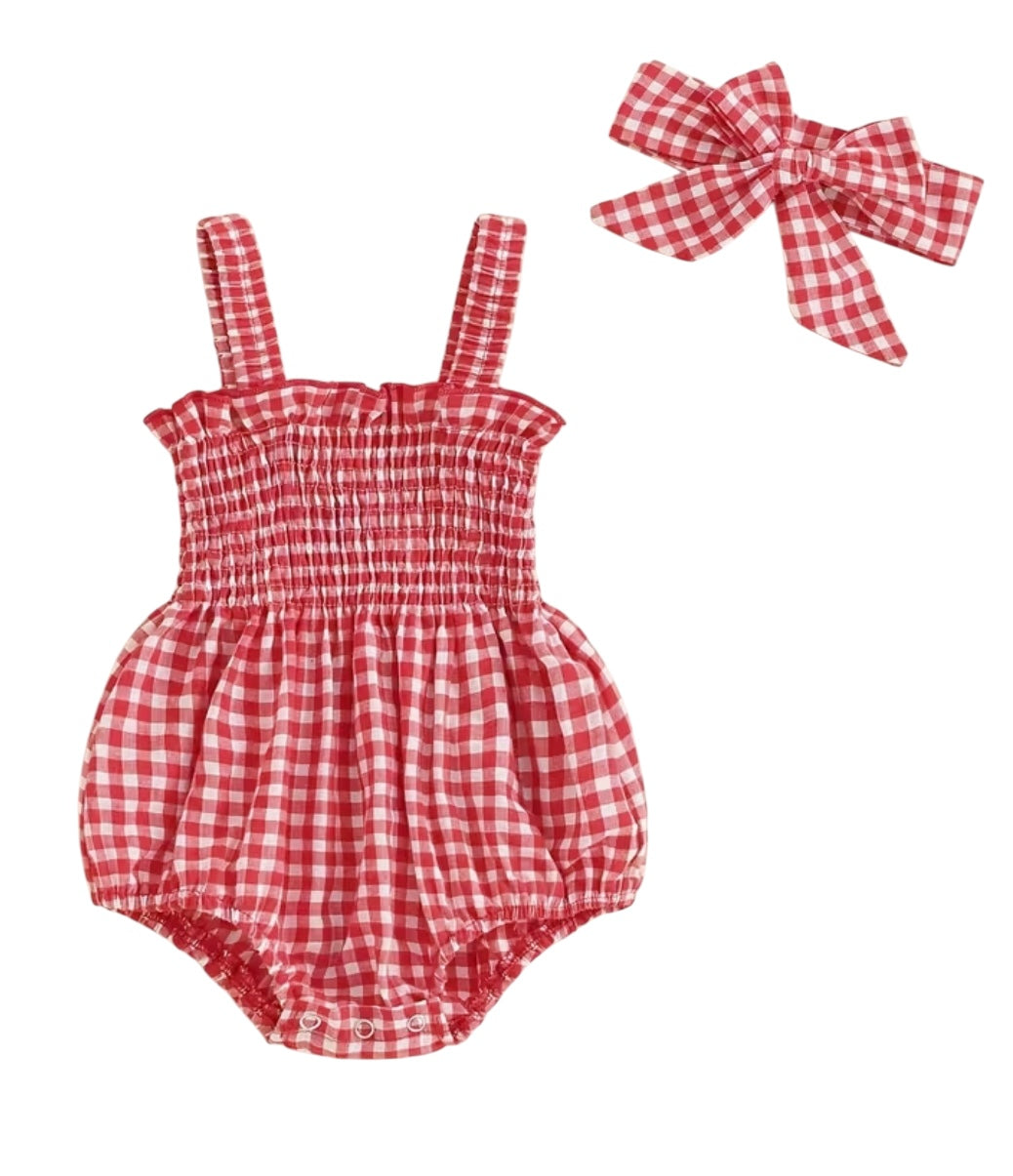 BT S2 Smocked checked romper
