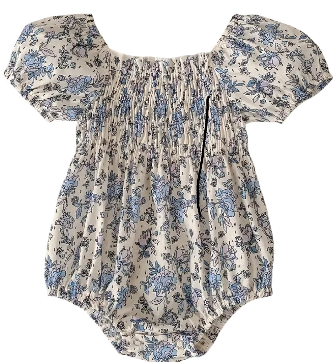 BT Floral cotton romper puff sleeve