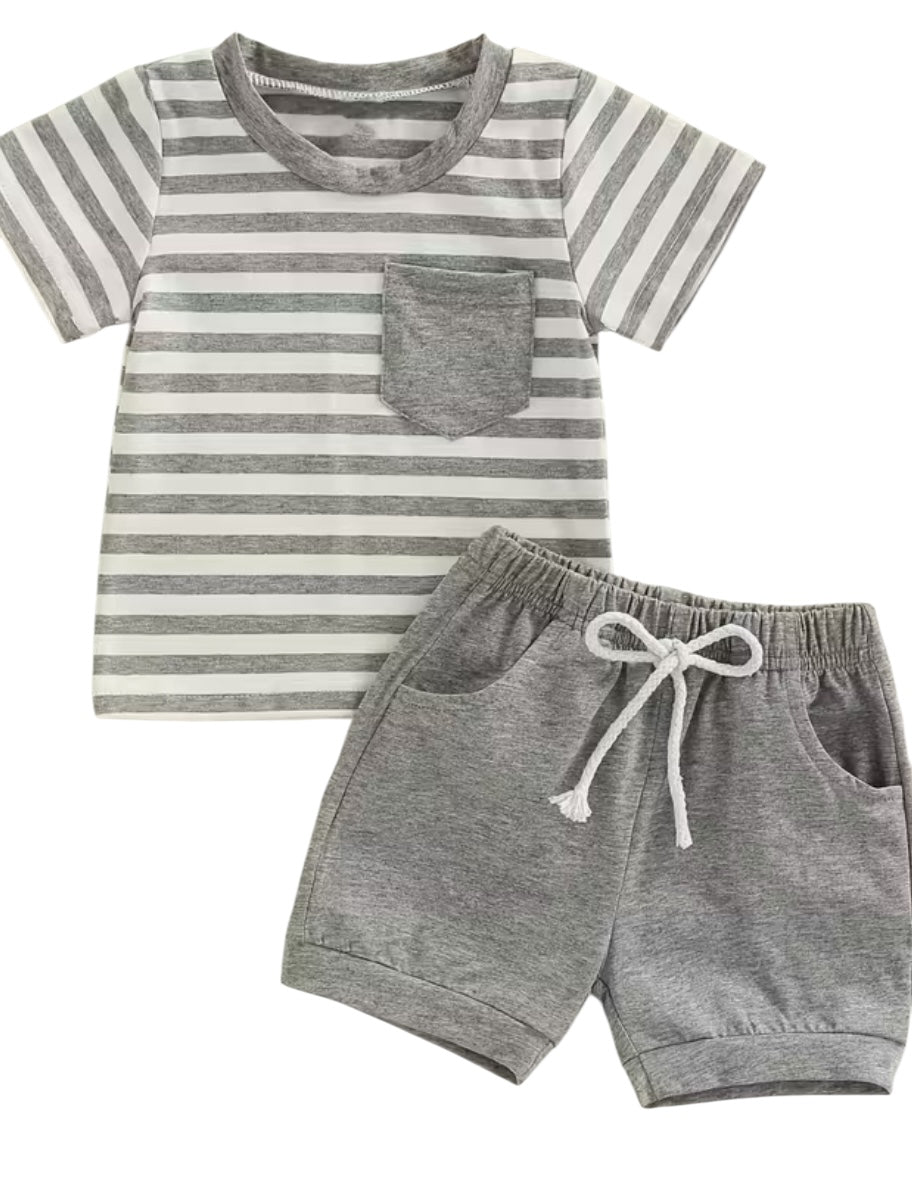 BT S2 Stripe tee w/ pocket/shorts