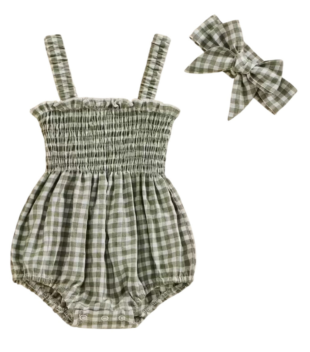 BT S2 Smocked checked romper