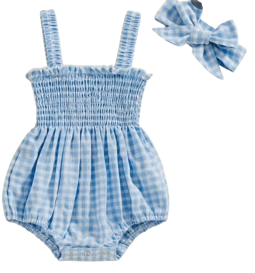 BT S2 Smocked checked romper