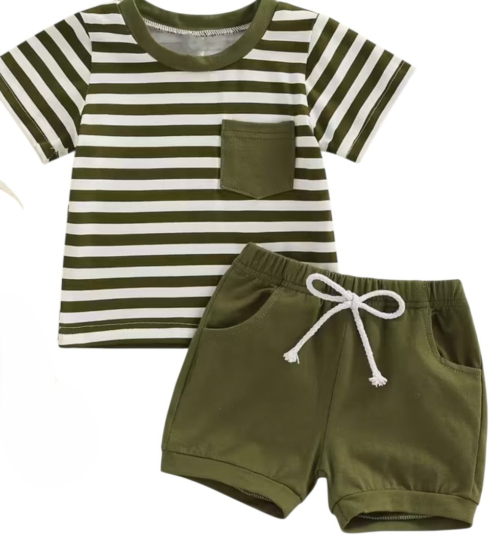 BT S2 Stripe tee w/ pocket/shorts