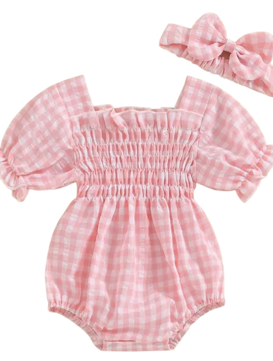 BT S2 Smocked checked romper
