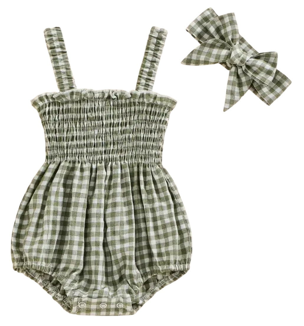 BT S2 Smocked checked romper