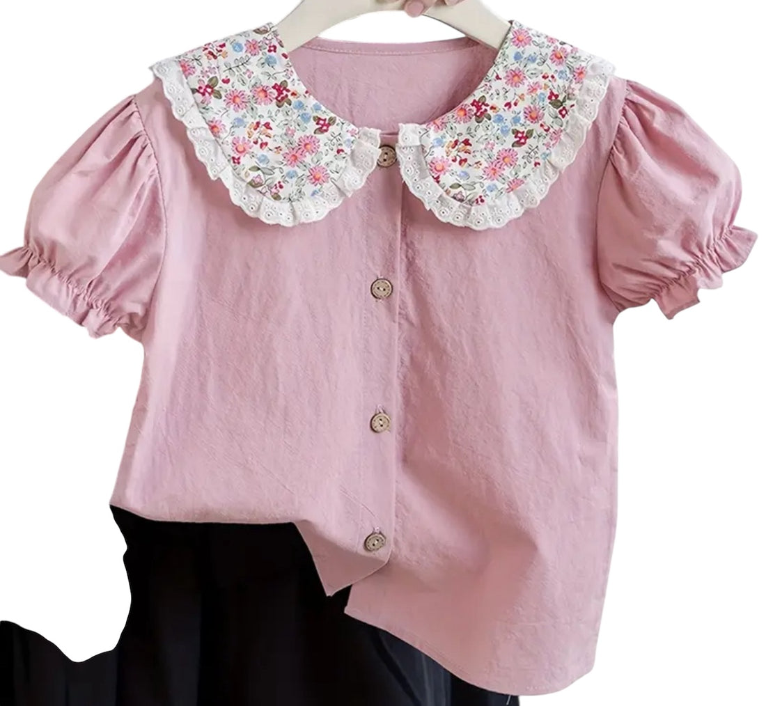 BT 100% cotton blouse floral neck
