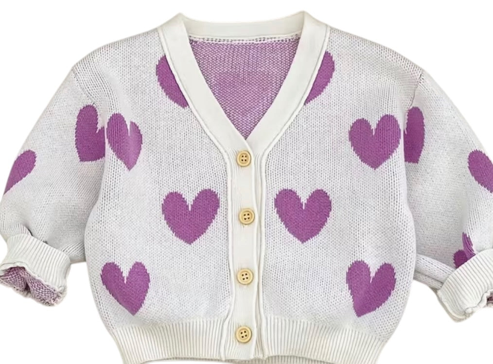 BT 100%cotton heart cardi