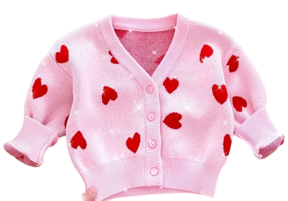 BT 100%cotton heart cardi