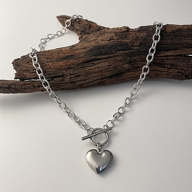 PPJ Chunky heart silver necklace