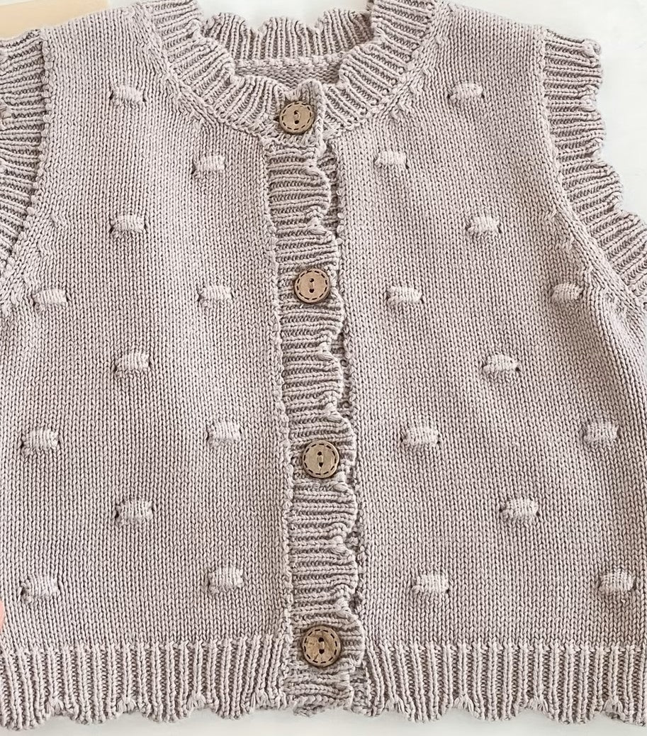 BT 100%cotton sleeveless cardi knitted